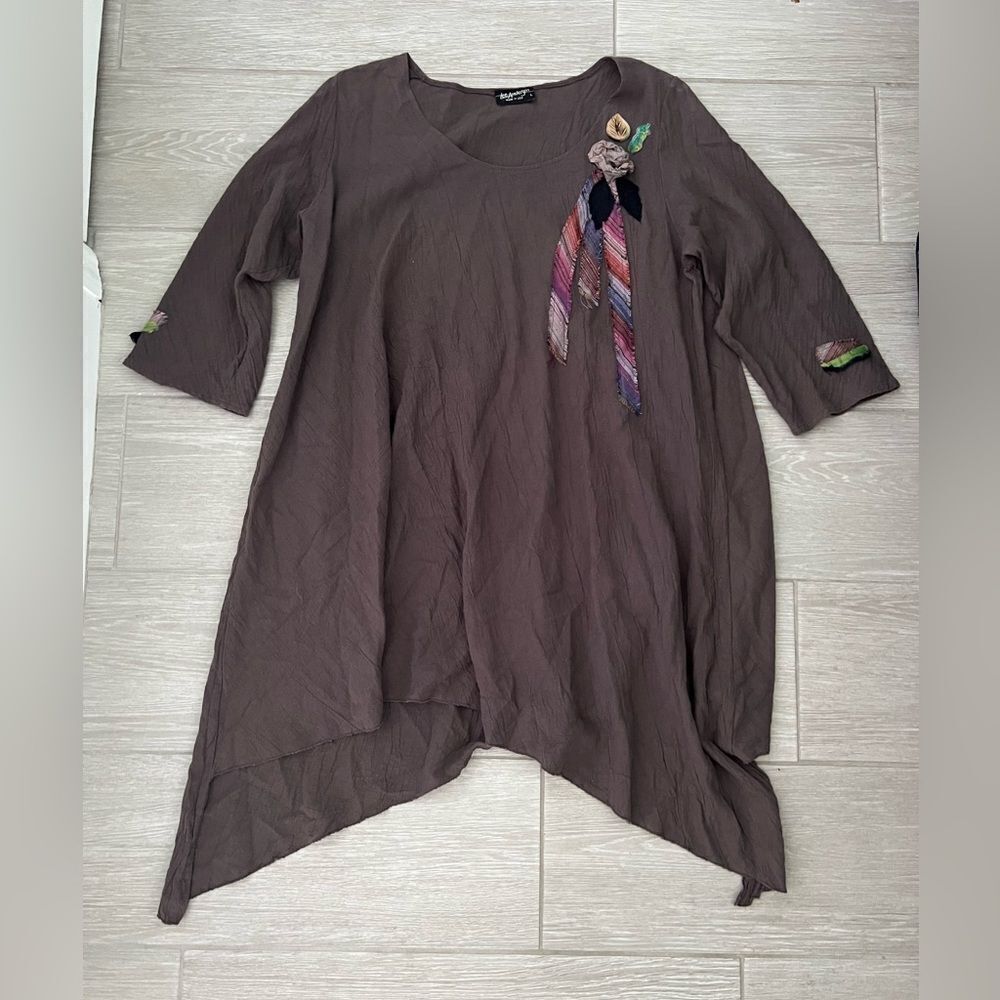 Lee Andersen Harper Tunic Brown size large made in USA EUC
